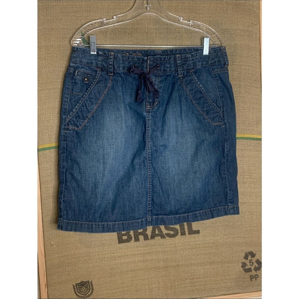 Eddie Bauer Blue Denim Drawstring Skirt size 10